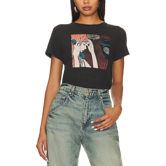 Re/Done Classic Tee Just Black Cotton Send Wine Top Size S - Picture 1 of 4